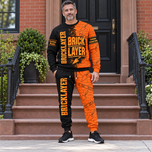Bricklayer matching top and jogger combo worn by an adult model