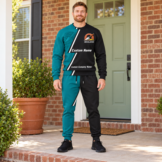 Bricklayer matching top and jogger combo worn by an adult model