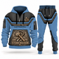 Stonemason matching top and jogger combo in Steel Blue with name and company artwork