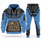 Stonemason matching top and jogger combo in Slate Blue with name and company artwork