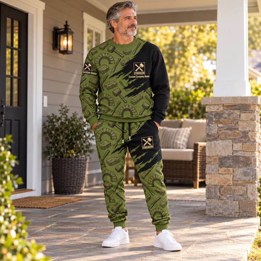 Stonemason matching top and jogger combo worn by an adult model