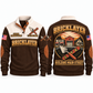 Bricklayer Building Main Street Sports Sweatshirt Brown front and back