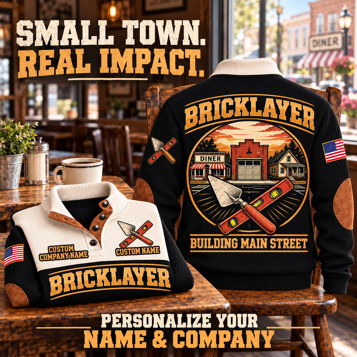 Bricklayer Building Main Street Sports Sweatshirt Black lifestyle listing hero