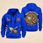 Bricklayer Built by Hand Quarter Zip Hoodie in Blue, front and back
