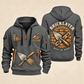 Bricklayer Built by Hand Quarter Zip Hoodie in Gray, front and back