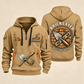 Bricklayer Built by Hand Quarter Zip Hoodie in Khaki, front and back