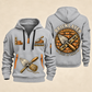 Bricklayer Built by Hand Quarter Zip Hoodie in Light Grey, front and back