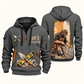 Blockmason Blockwork Craft Quarter Zip Hoodie Gray front and back