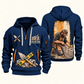 Blockmason Blockwork Craft Quarter Zip Hoodie Navy front and back