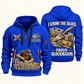 Blockmason Proud Craftsperson Quarter Zip Hoodie Blue front and back