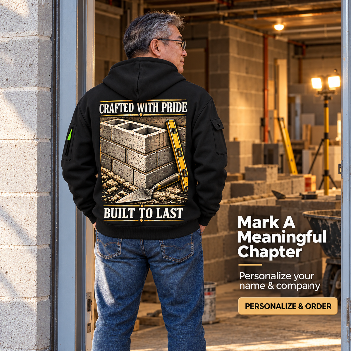 Blockmason Built to Last Quarter Zip Hoodie Black listing hero