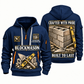 Blockmason Built to Last Quarter Zip Hoodie Navy front and back