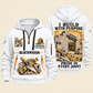 Blockmason Work with Purpose Quarter Zip Hoodie White front and back