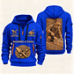 Blockmason Golden Craft Quarter Zip Hoodie Blue front and back