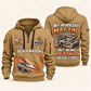 Blockmason Never Stops Quarter Zip Hoodie Khaki front and back