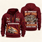 Blockmason Never Stops Quarter Zip Hoodie Wine Red front and back