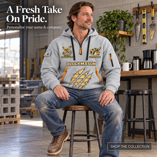 Blockmason Craft in Motion Quarter Zip Hoodie Light Grey listing hero