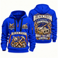 Blockmason Steady Hands Quarter Zip Hoodie Blue front and back