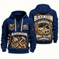 Blockmason Steady Hands Quarter Zip Hoodie Navy front and back