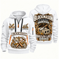 Blockmason Steady Hands Quarter Zip Hoodie White front and back
