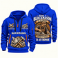 Blockmason Craft and Honor Quarter Zip Hoodie Blue front and back