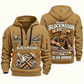 Blockmason Craft and Honor Quarter Zip Hoodie Khaki front and back