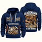 Blockmason Craft and Honor Quarter Zip Hoodie Navy front and back