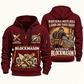 Blockmason Built with Pride Quarter Zip Hoodie Wine Red front and back