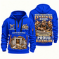 Blockmason Experienced Hands Quarter Zip Hoodie Blue front and back