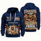 Blockmason Experienced Hands Quarter Zip Hoodie Navy front and back