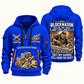 Blockmason Skills Remain Quarter Zip Hoodie Blue front and back