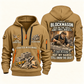 Blockmason Skills Remain Quarter Zip Hoodie Khaki front and back