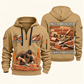 Bricklayer Once and Always Quarter Zip Hoodie Khaki front and back