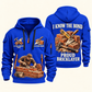 Bricklayer Proud Craftsperson Quarter Zip Hoodie Blue front and back