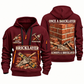 Bricklayer Lifelong Craft Quarter Zip Hoodie Wine Red front and back