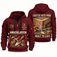 Bricklayer Built to Last Quarter Zip Hoodie Wine Red front and back