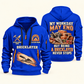 Bricklayer Never Stops Quarter Zip Hoodie Blue front and back