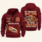 Bricklayer Never Stops Quarter Zip Hoodie Wine Red front and back