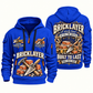 Bricklayer Steady Hands Quarter Zip Hoodie Blue front and back