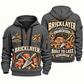 Bricklayer Steady Hands Quarter Zip Hoodie Gray front and back
