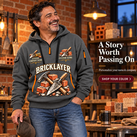 Bricklayer Steady Hands Quarter Zip Hoodie Gray listing hero