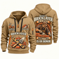 Bricklayer Craft and Honor Quarter Zip Hoodie Khaki front and back