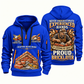 Bricklayer Experienced Hands Quarter Zip Hoodie Blue front and back