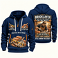 Bricklayer Skills Remain Quarter Zip Hoodie Navy front and back