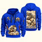 Stonemason Masonry Tools Quarter Zip Hoodie Blue front and back