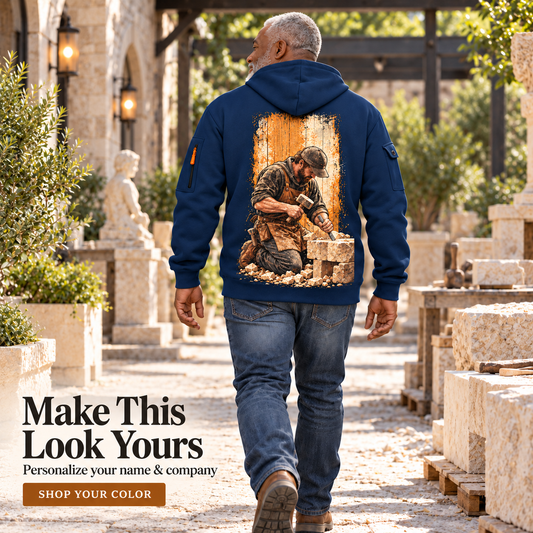 Stonemason Stonework Craft Quarter Zip Hoodie Navy listing hero