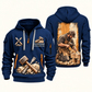Stonemason Stonework Craft Quarter Zip Hoodie Navy front and back