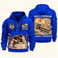 Stonemason Once and Always Quarter Zip Hoodie Blue front and back