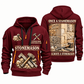 Stonemason Lifelong Craft Quarter Zip Hoodie Wine Red front and back
