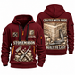 Stonemason Built to Last Quarter Zip Hoodie Wine Red front and back